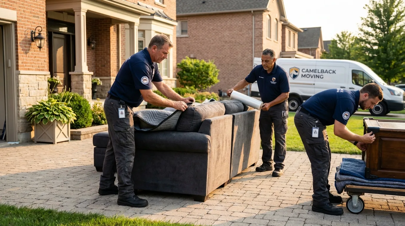 Large estate moving crew wrapping furniture in Elk Grove Village, IL