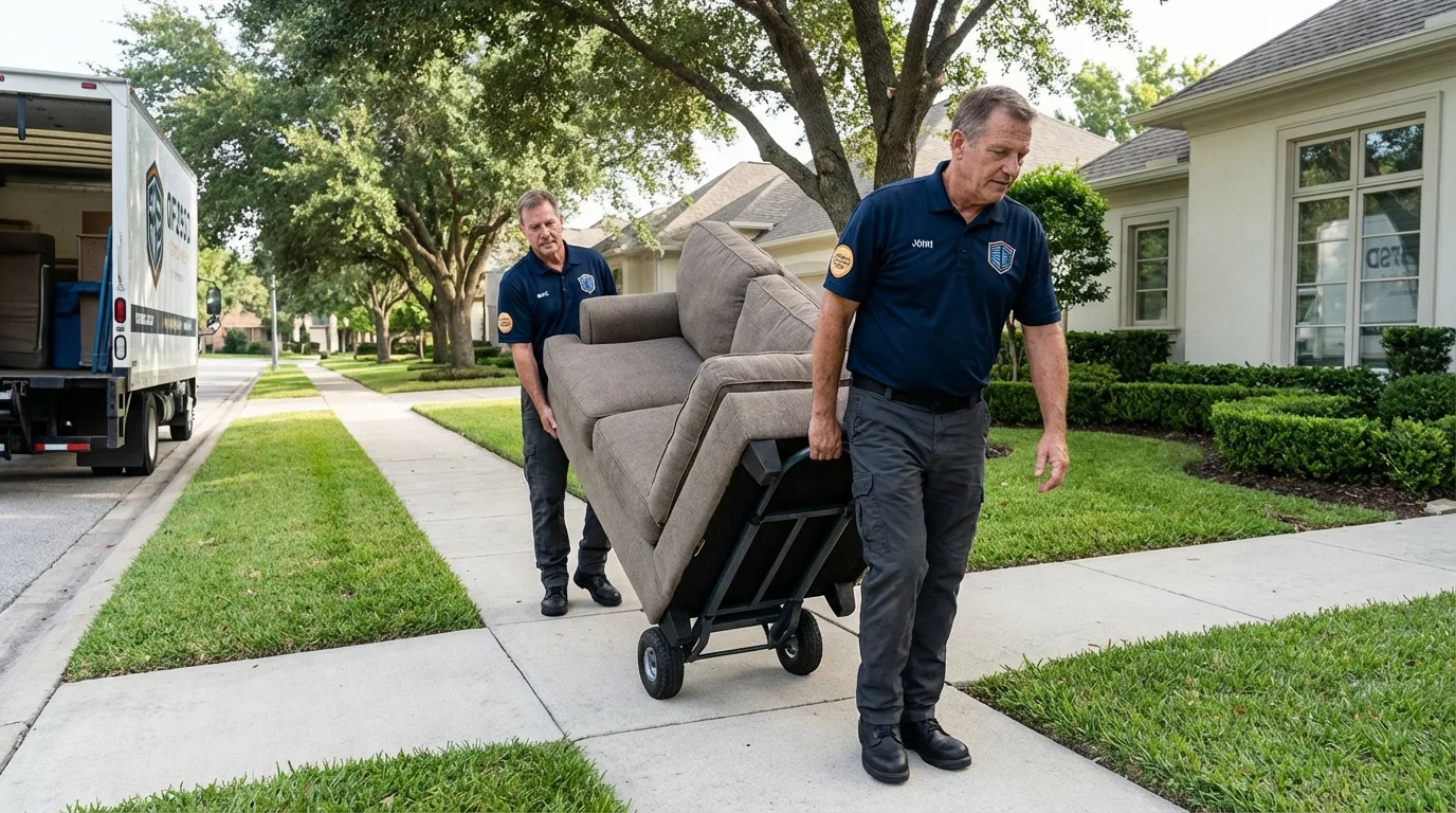 Local residential moving crew loading furniture in Elk Grove Village, IL